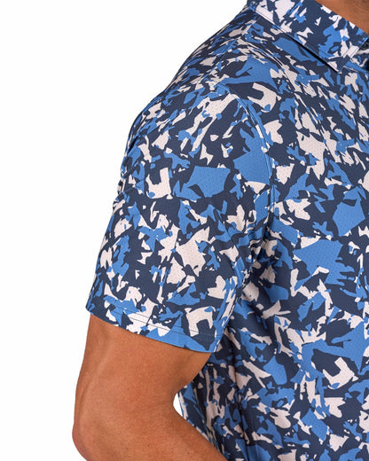 Modern Black and Blue Camo Patterned Golf or Business Polo