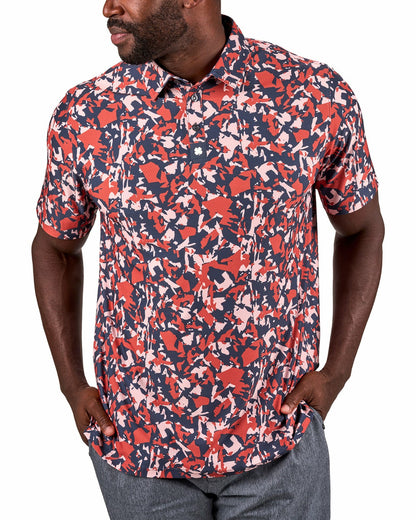 Modern Orange and Blue Camo Patterned Golf or Business Polo