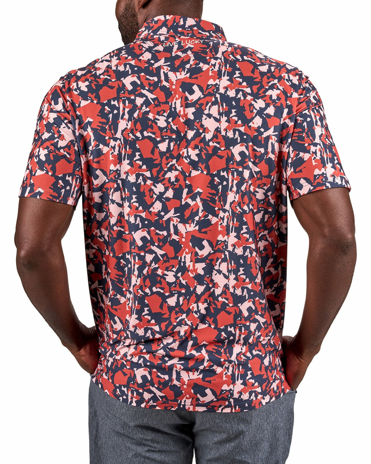 Modern Orange and Blue Camo Patterned Golf or Business Polo