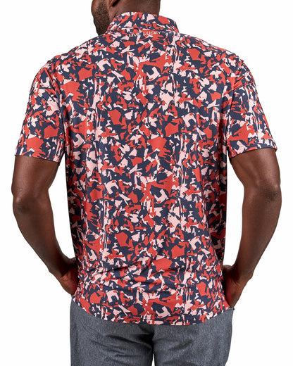 Modern Orange and Blue Camo Patterned Golf or Business Polo