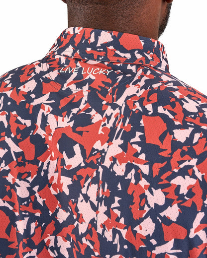 Modern Orange and Blue Camo Patterned Golf or Business Polo