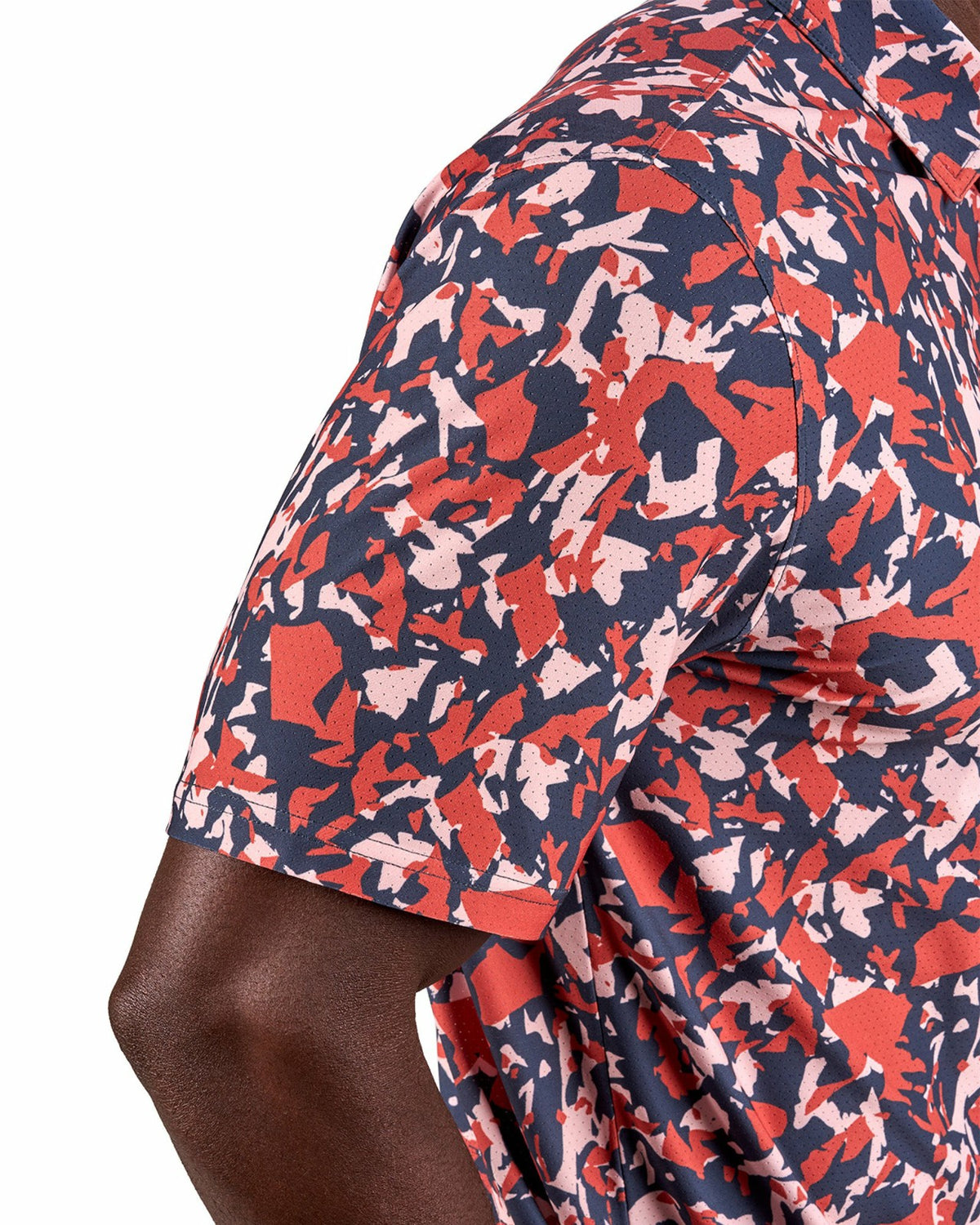 Modern Orange and Blue Camo Patterned Golf or Business Polo