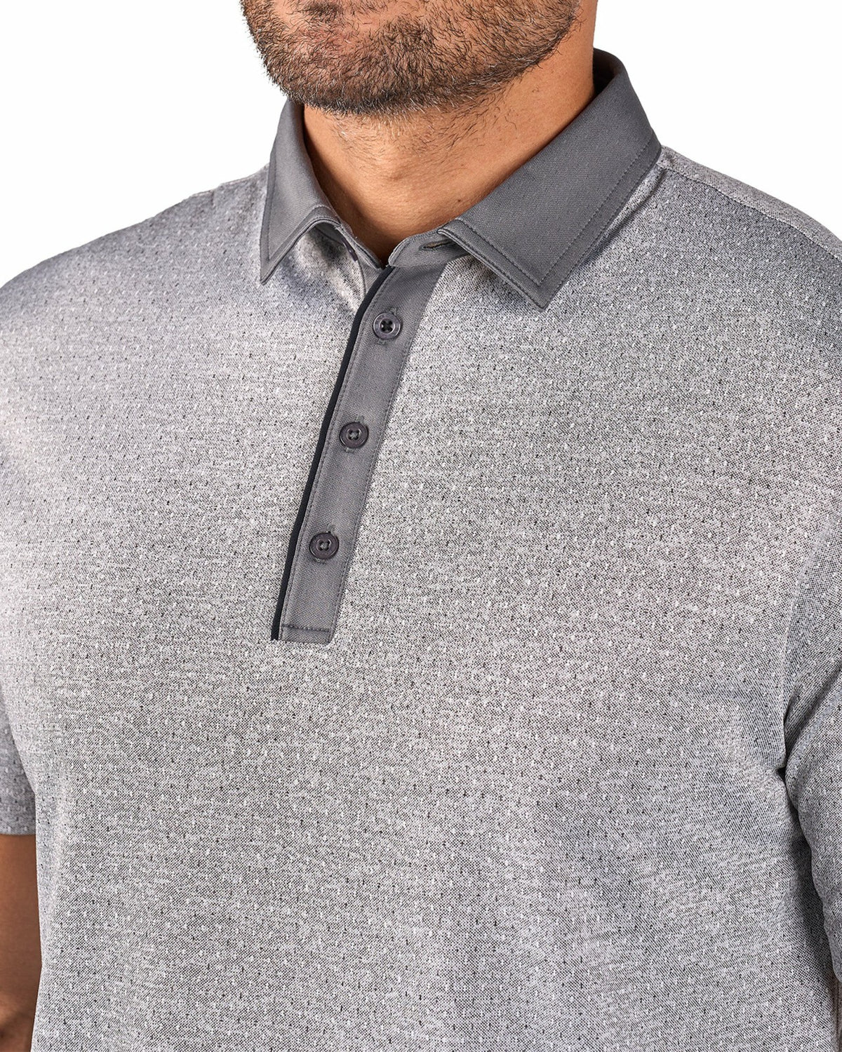 Men's Textured Grey Patterned Polo for Golf or Business