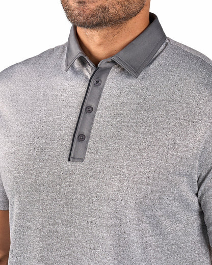 Men's Textured Grey Patterned Polo for Golf or Business