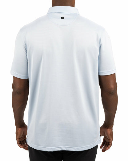 Men’s Light Blue Recycled‑Poly 4‑Way Stretch Polo for Golf & Office