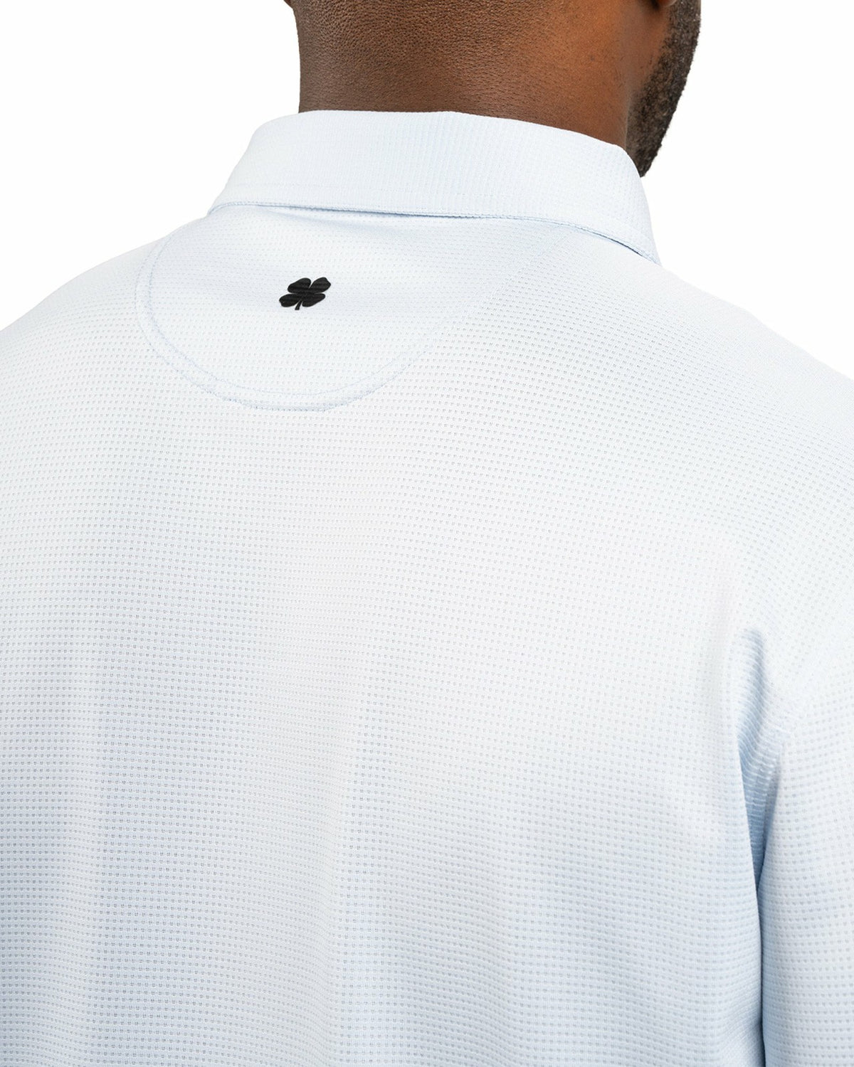 Men’s Light Blue Recycled‑Poly 4‑Way Stretch Polo for Golf & Office