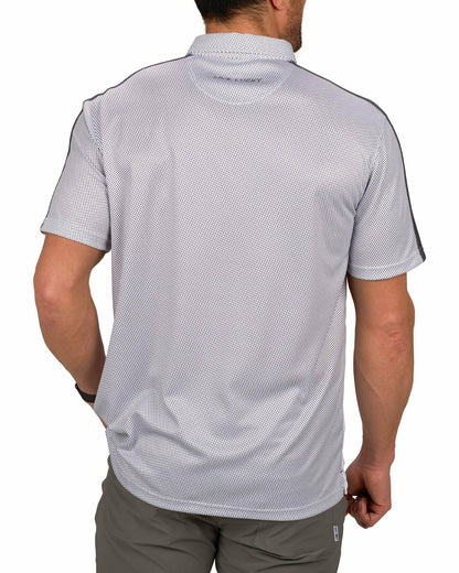Men's White and Black Polka Dot Polo for Golf or Business