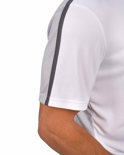 Men's White and Black Polka Dot Polo for Golf or Business