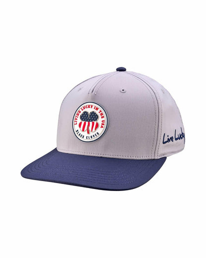 Unisex Adjustable Grey and Navy USA Flag Patriotic Hat