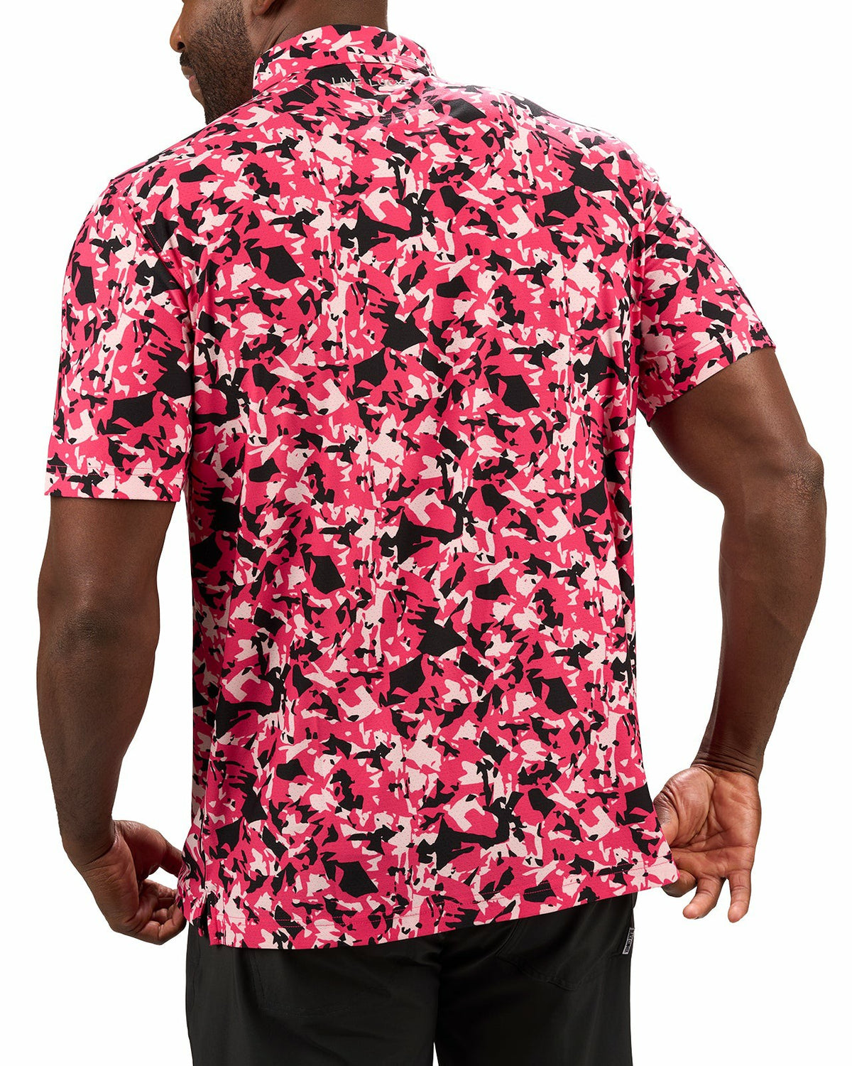 Modern Pink and Black Camo Patterned Golf or Business Polo