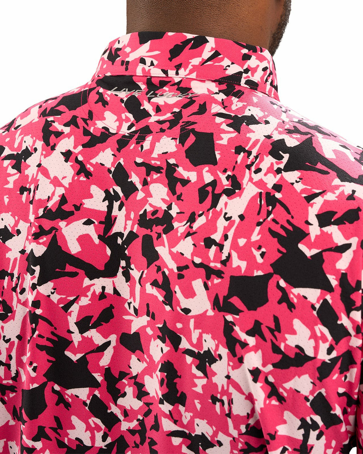 Modern Pink and Black Camo Patterned Golf or Business Polo