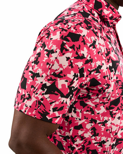 Modern Pink and Black Camo Patterned Golf or Business Polo