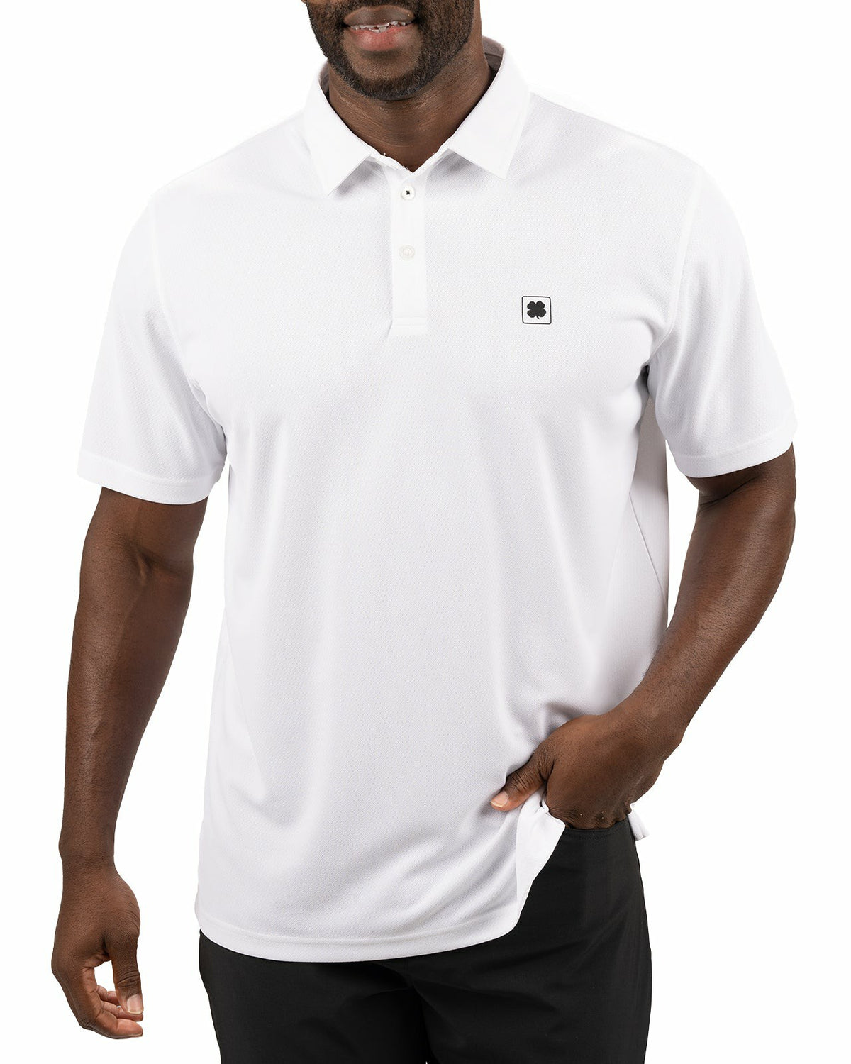 Stylish Solid White Jacquard Golf or Business Polo