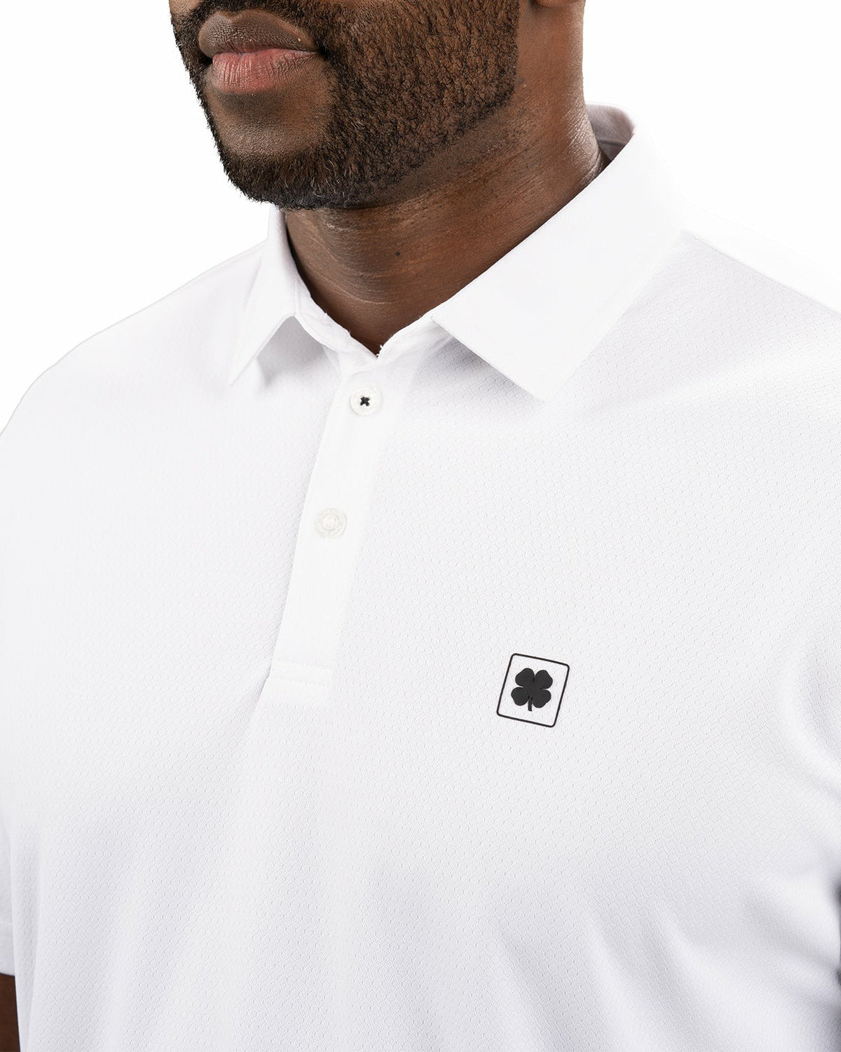 Stylish Solid White Jacquard Golf or Business Polo