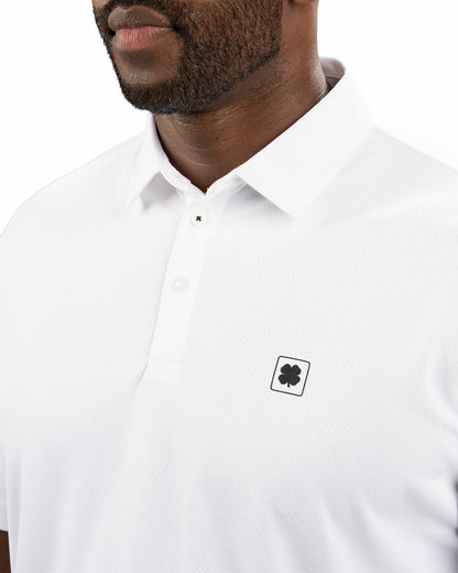 Stylish Solid White Jacquard Golf or Business Polo