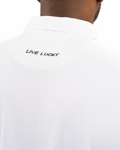 Stylish Solid White Jacquard Golf or Business Polo