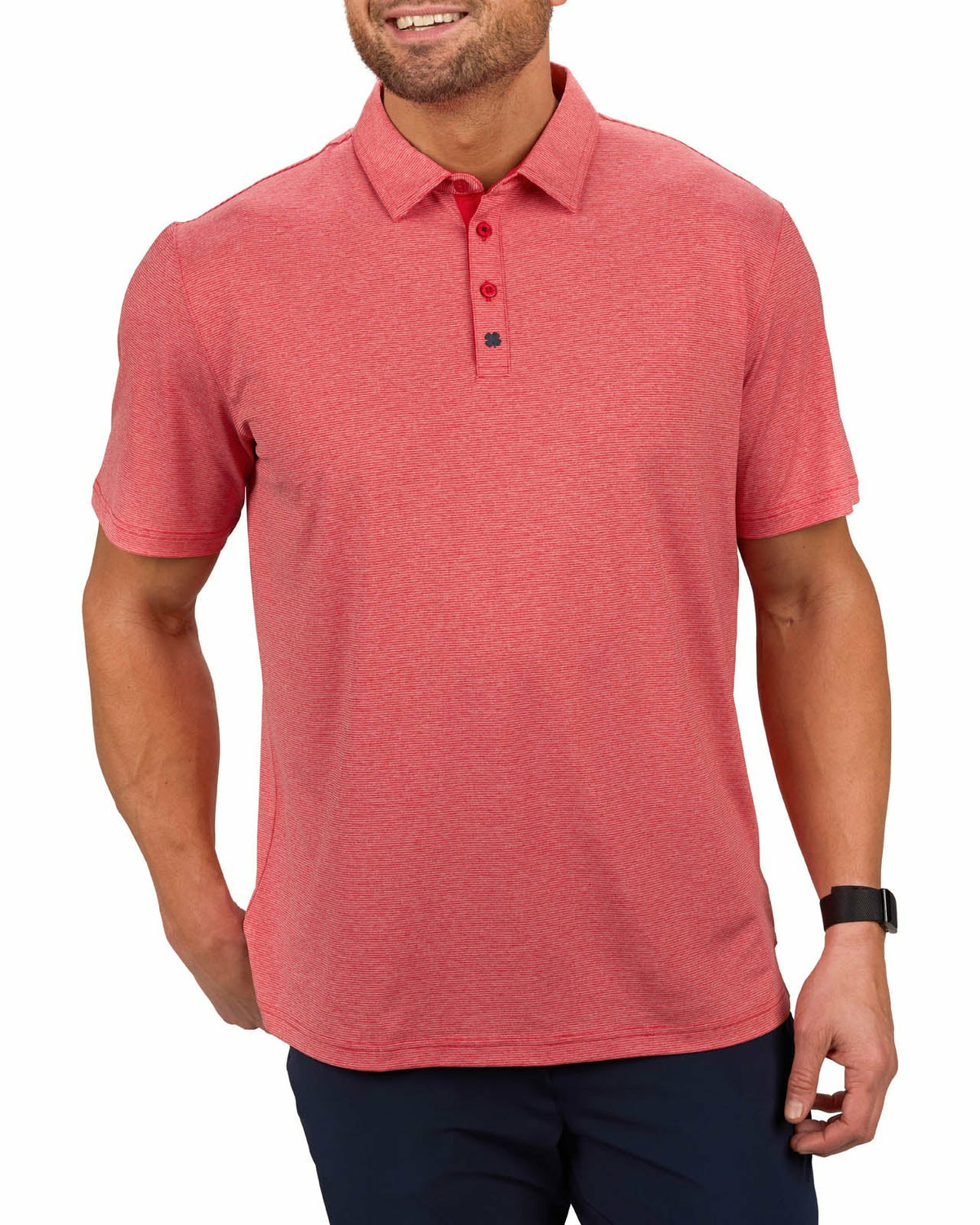 Men's Red Pin Stripe Jacquard Golf or Business Polo