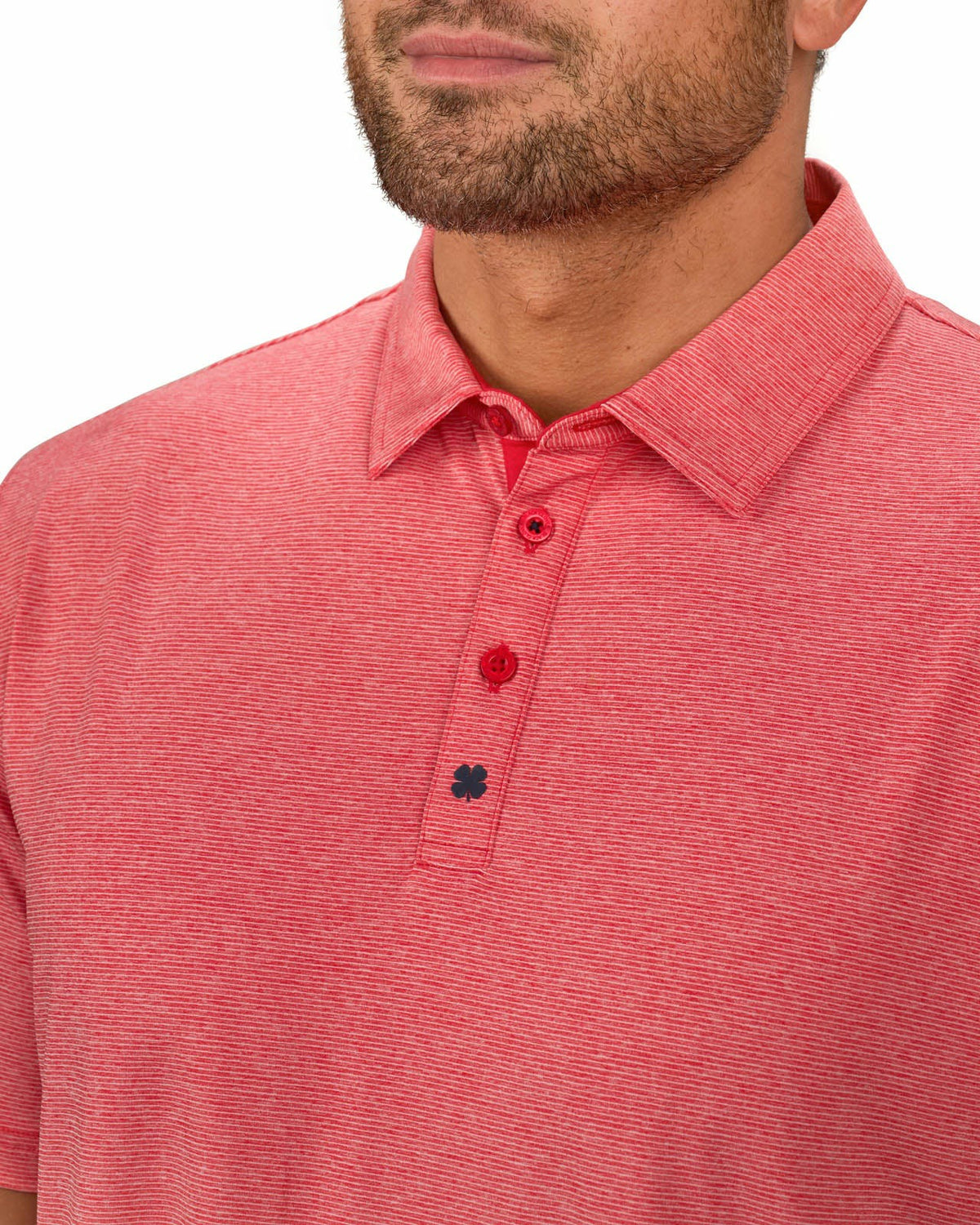 Men's Red Pin Stripe Jacquard Golf or Business Polo
