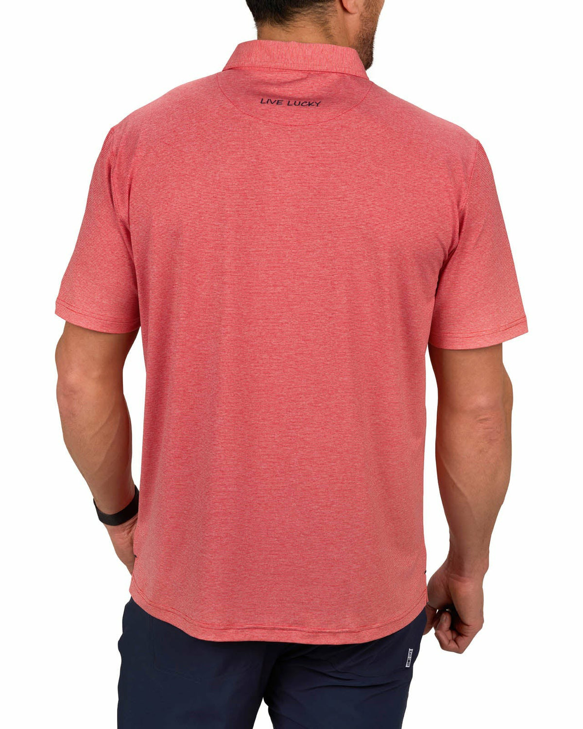 Men's Red Pin Stripe Jacquard Golf or Business Polo