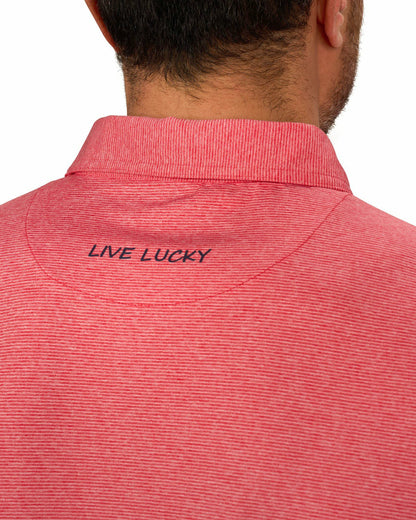 Men's Red Pin Stripe Jacquard Golf or Business Polo