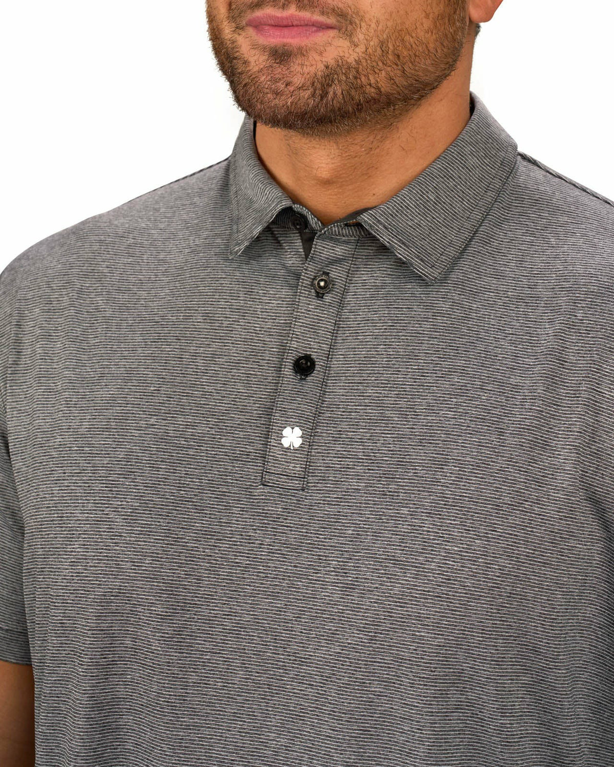 Men's Black Pin Stripe Jacquard Golf or Business Polo