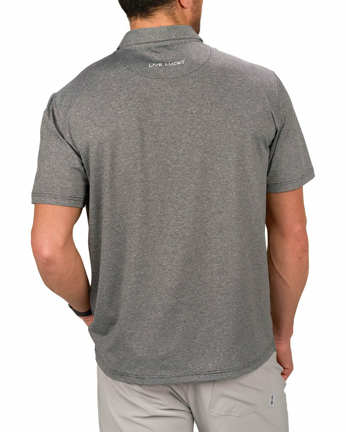 Men's Black Pin Stripe Jacquard Golf or Business Polo