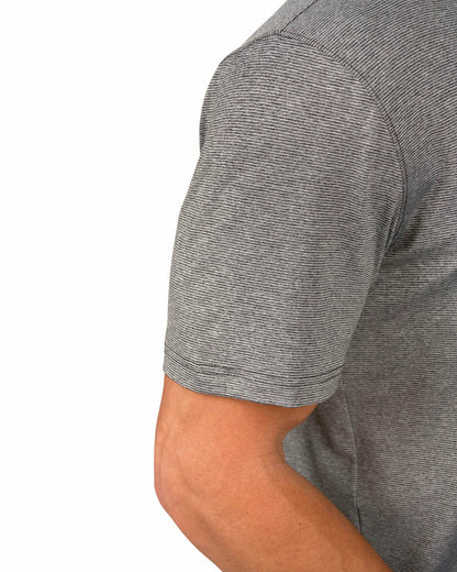Men's Black Pin Stripe Jacquard Golf or Business Polo