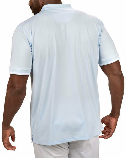 Men's Soft Light Blue Polo with No Curl Knit Collar and Cuffs