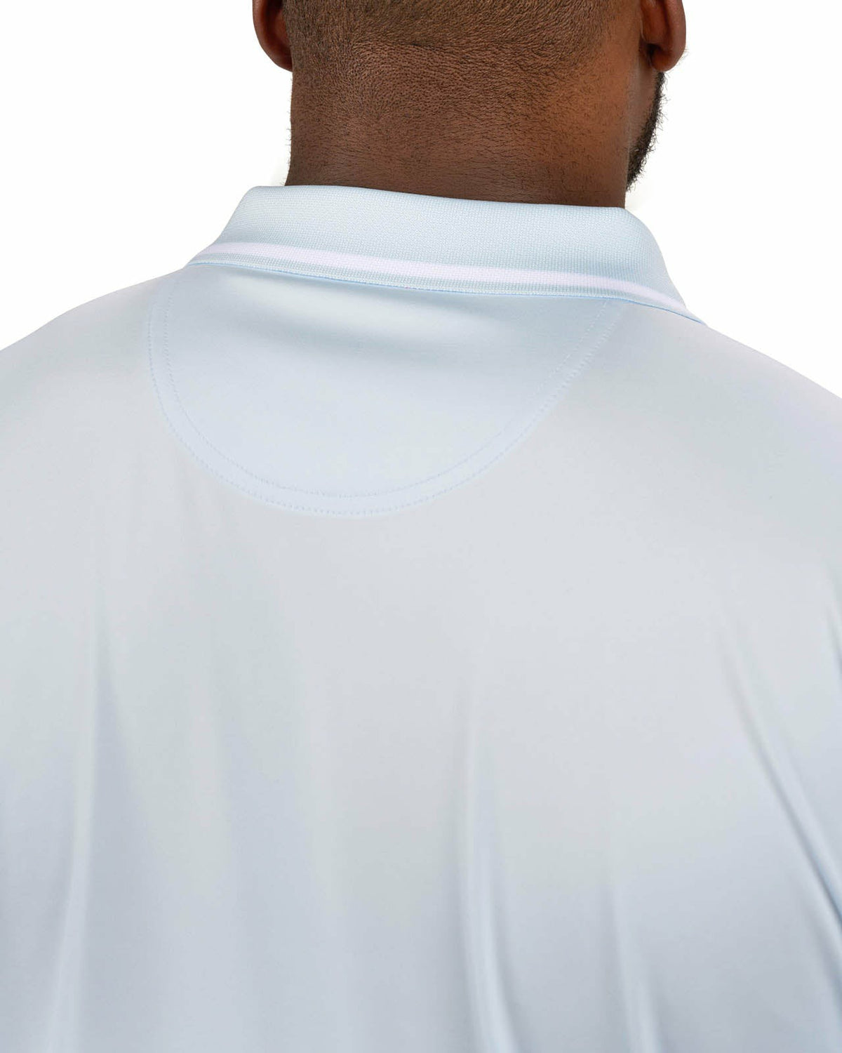 Men's Soft Light Blue Polo with No Curl Knit Collar and Cuffs