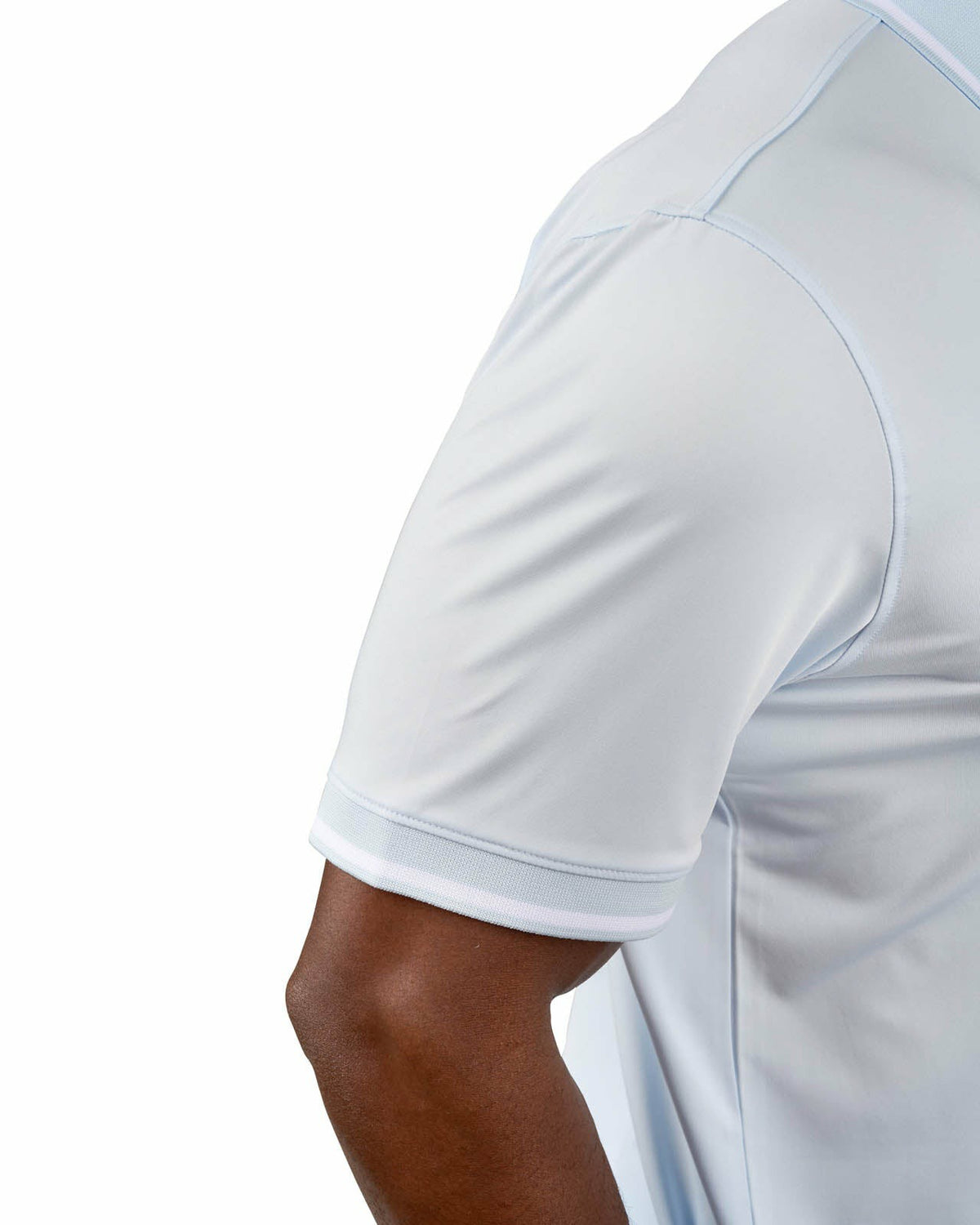 Men's Soft Light Blue Polo with No Curl Knit Collar and Cuffs