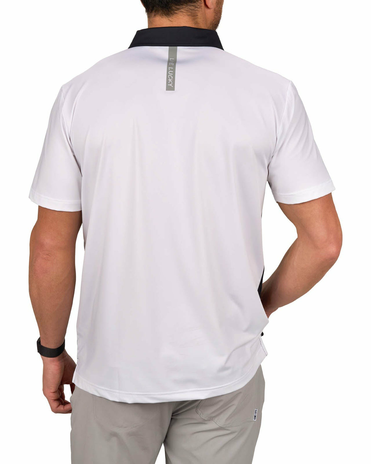 Men's Black and White Contrasting Golf or Business Polo