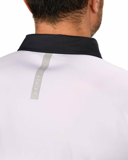 Men's Black and White Contrasting Golf or Business Polo