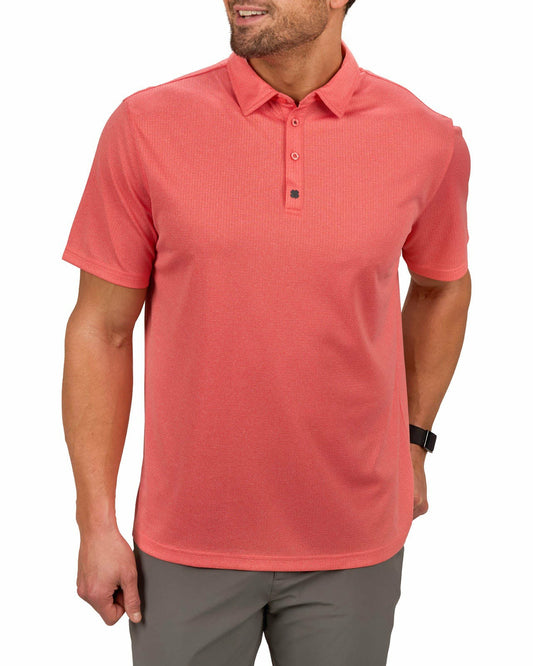 Men's Soft Orange Coral Textured Golf or Business Polo