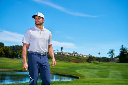 Men's White Textured Interlock Golf or Business Polo