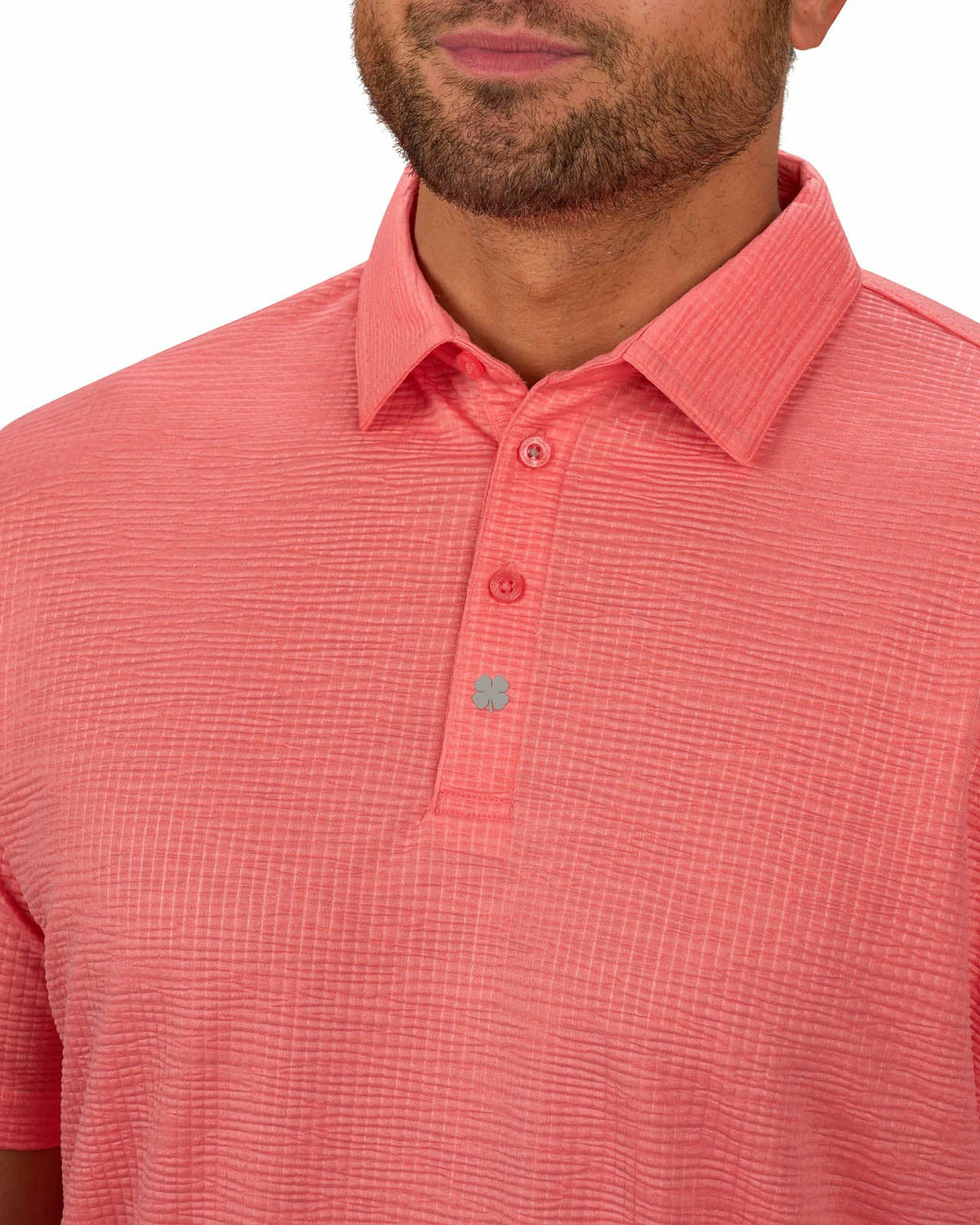 Men's Orange Coral Textured Interlock Golf or Business Polo