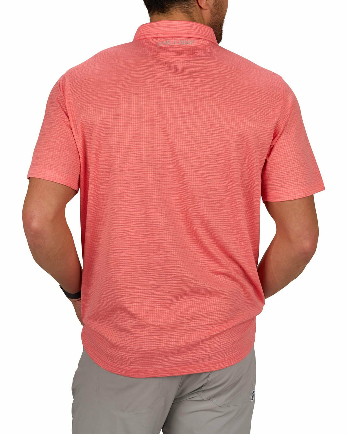 Men's Orange Coral Textured Interlock Golf or Business Polo