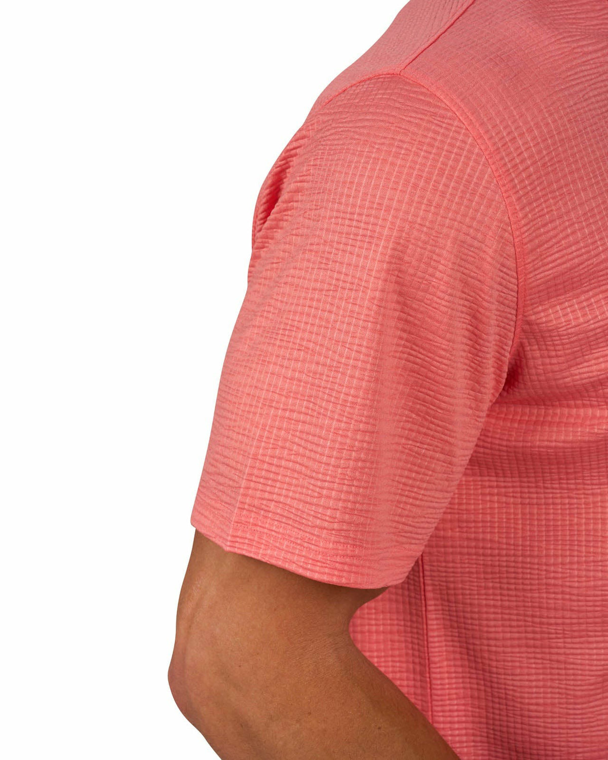 Men's Orange Coral Textured Interlock Golf or Business Polo
