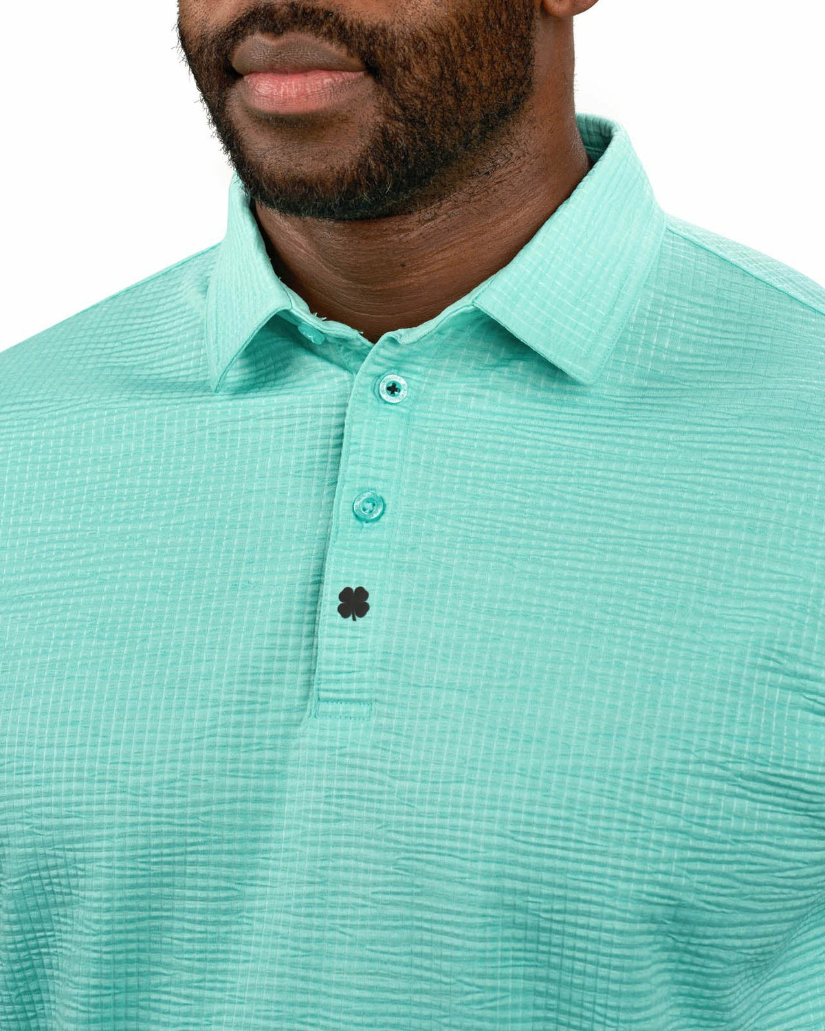Men's Green Textured Interlock Golf or Business Polo