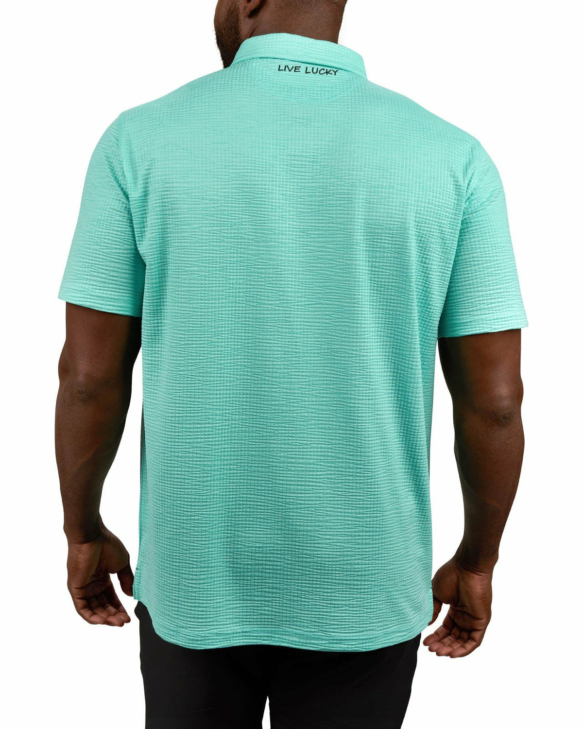 Men's Green Textured Interlock Golf or Business Polo