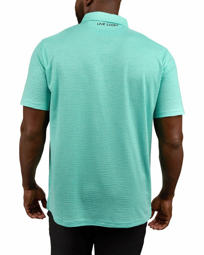 Men's Green Textured Interlock Golf or Business Polo