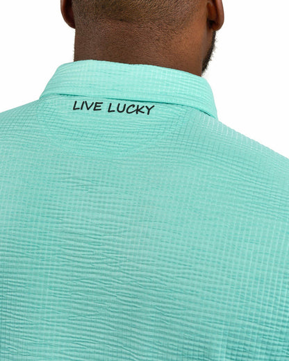 Men's Green Textured Interlock Golf or Business Polo