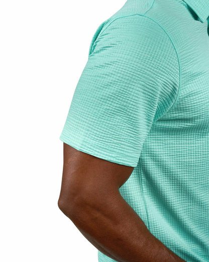 Men's Green Textured Interlock Golf or Business Polo