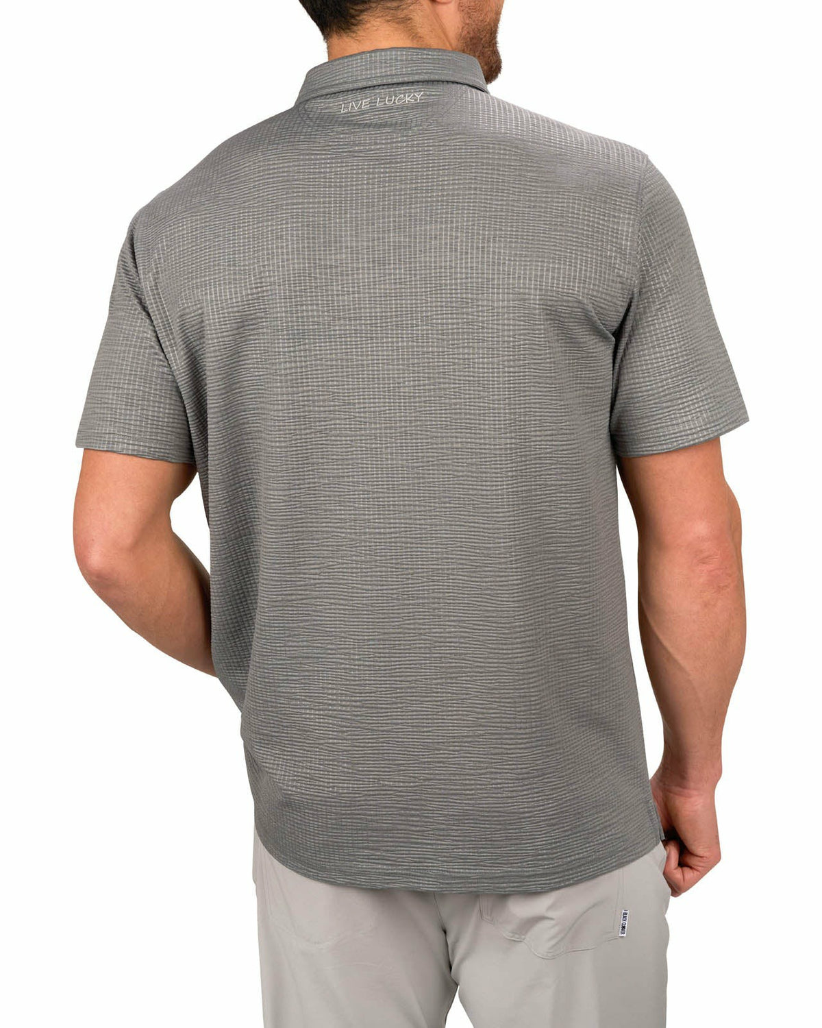Men's Charcoal Grey Textured Interlock Golf or Business Polo
