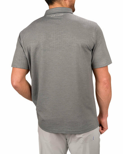 Men's Charcoal Grey Textured Interlock Golf or Business Polo