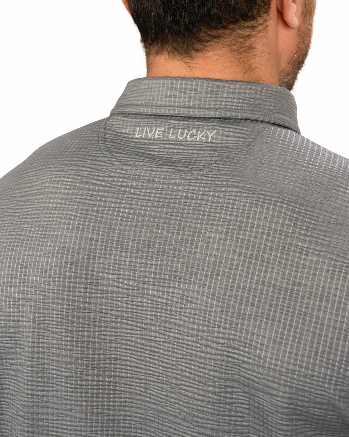 Men's Charcoal Grey Textured Interlock Golf or Business Polo