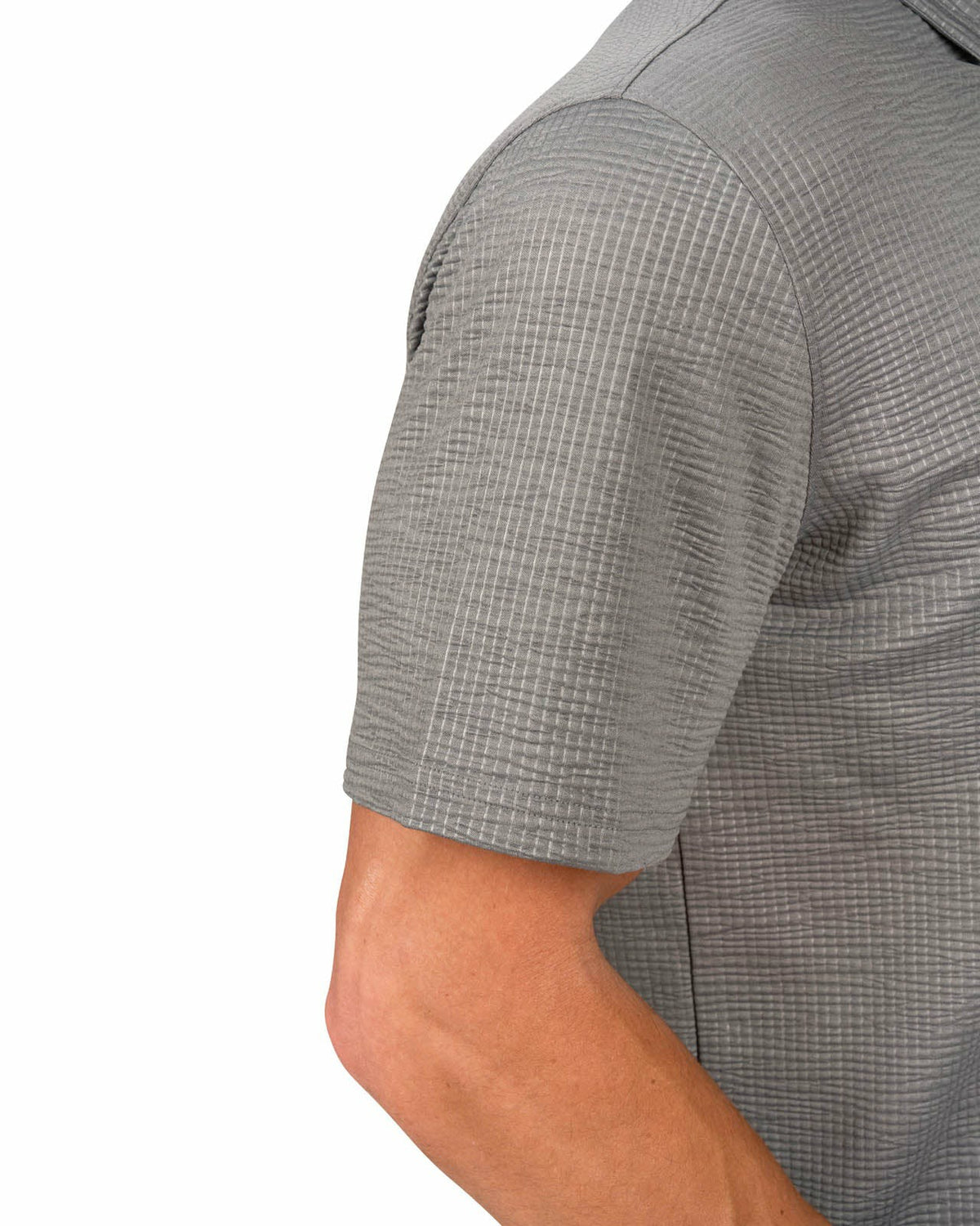 Men's Charcoal Grey Textured Interlock Golf or Business Polo
