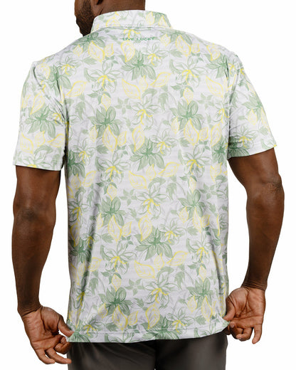 Men's First Major Spring Green and White Tropical Golf Polo