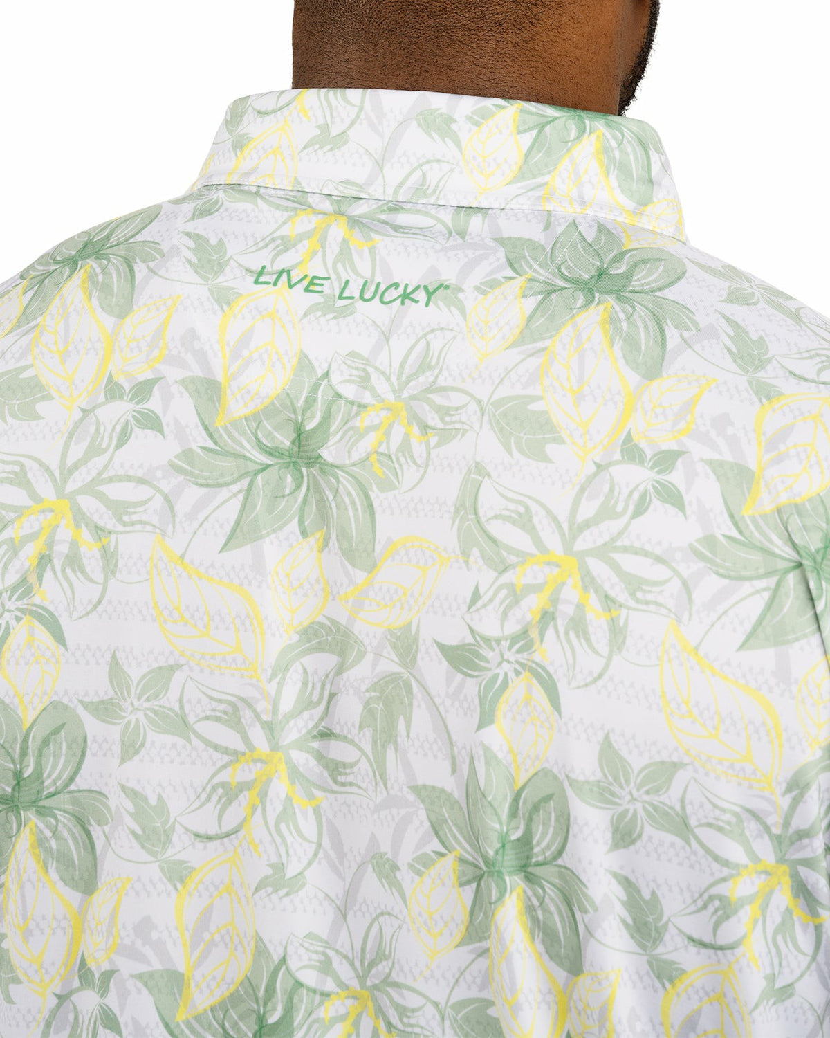 Men's First Major Spring Green and White Tropical Golf Polo