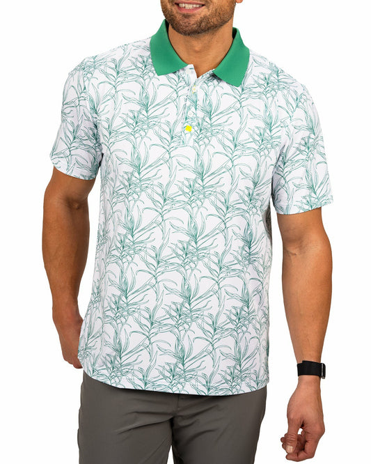 Men's First Major Spring Green and White Golf Polo