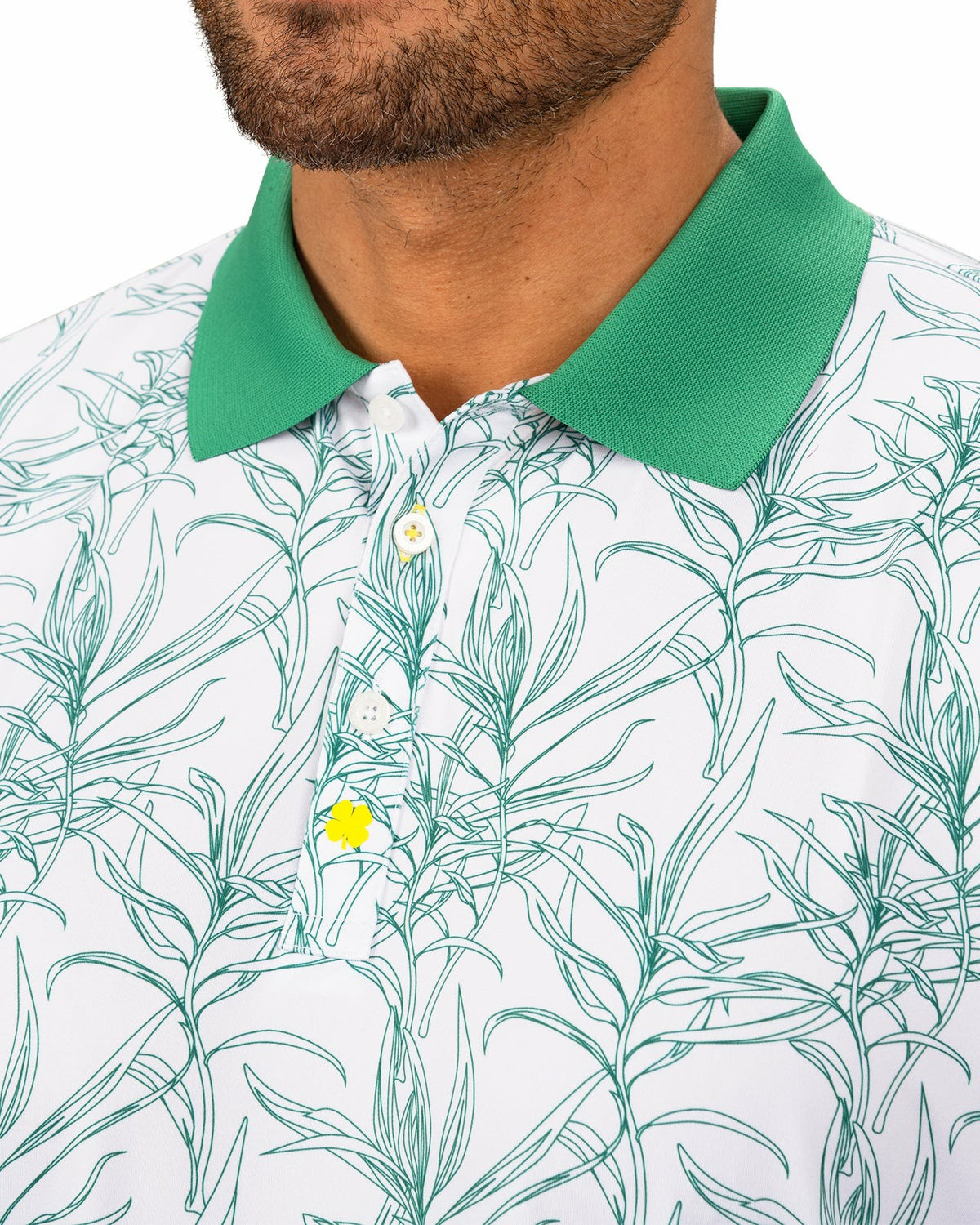 Men's First Major Spring Green and White Golf Polo